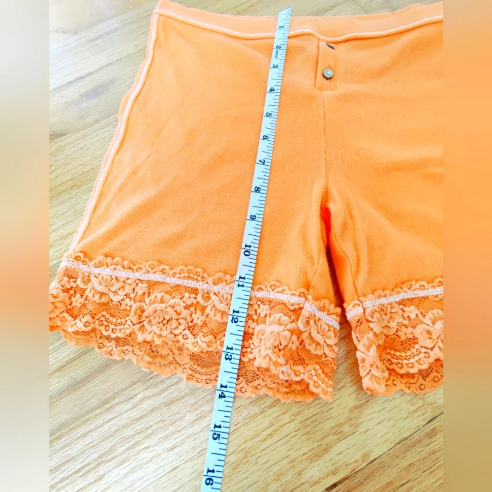 Free People Orange Cotton Shorts with Lace - Picture 4 of 6